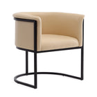 Manhattan Comfort Cosmopolitan 24" Mid-Century Modern Faux Leather Upholstered Dining Chair - Tan and Black-Modern Dining Chair Perfect for Dining and Accent Living Room Use