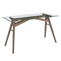 Modway Steadfast 56" Glass Top Office Desk - Walnut-Modern Office Desk