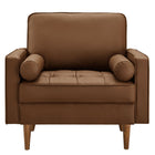 Modway Valour Tufted Vegan Leather Accent Armchair - Brown-Assembly Required