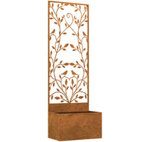 Outsunny Metal Planter Box with 46.5" H Trellis - 16" L x 9" W - Rusty Brown-Raised garden bed with trellis doubles as a freestanding privacy screen 