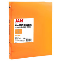 JAM Paper Plastic 0.5" 3-Ring Binder - Orange-Colour: Orange | Be stylish and organized with colourful binders.