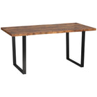 HOMCOM Dining Table with Wave-edged Tabletop & Steel Legs for Kitchen - Rustic Brown-Spacious enough to accommodate up to 6 people