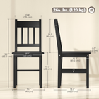 HOMCOM Kitchen Chairs with Pine Slat Back Wood Frame - Black - 2 Pack-Made from pine wood: strong and supportive, with protective paint coating