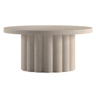 Hudson&Canal Olie Round Fluted Coffee Table - 32" W - Alder White-A contemporary and Scandinavian inspired design for your living room, den, and more