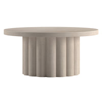 Hudson&Canal Olie Round Fluted Coffee Table - 32" W - Alder White-A contemporary and Scandinavian inspired design for your living room, den, and more