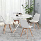 HOMCOM Modern Dining Chairs with PU Leather Cushion & Wood Frame - White - Set of 4-Curved back for support, no arms for more freedom when seated