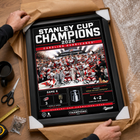 Frameworth Carolina Hurricanes 2026 Stanley Cup Champions Scoreboard Design PhotoGlass Framed Photo - 18" W x 22" H-Product-type accurate build: PhotoGlass construction fuses the image to the glass itself and the glass surface wipes clean with a soft dry cloth