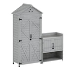 Outsunny Outdoor Wood Garden Storage Cabinet with Shelves - Light Grey-2-in-1 design allows separate or combined use for flexibility 