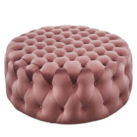Modway Amour Tufted Button Large Round Performance Velvet Ottoman - Dusty Rose-Tufted Button Accent Ottoman