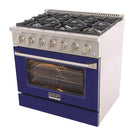 Kucht 36" KNG Series Pro Style Propane Gas Range - Stainless Steel/Blue-Sealed burners make the range easy to clean