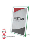 Deflecto Beveled Edge Sign Holder - 8 1/2" x 11" - Green Tinted Border-Acrylic,PMMA,Metal Posts