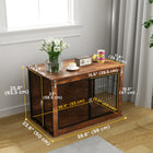 PawHut 39" Dog Crate Furniture with Flip-up Top Opening and 2 Doors - Rustic Brown-Constructed from robust particleboard and steel 