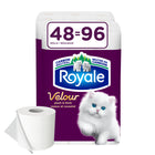 Royale Velour Toilet Paper - 48 Rolls-Royale Velour bathroom tissue is now even softer. We've added more Velour softness to every roll for an elevated experience you’ve got to feel for yourself