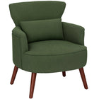 HOMCOM Accent Chair with Solid Wood Legs - Lumbar Pillow - Thick Seat for Living Room - Green-7.1" (18 cm) thick foam seat, S springs and elastic bands provide reliable seat support 
