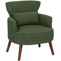 HOMCOM Accent Chair with Solid Wood Legs - Lumbar Pillow - Thick Seat for Living Room - Green-7.1" (18 cm) thick foam seat, S springs and elastic bands provide reliable seat support 
