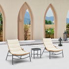 Manhattan Comfort Sunset Modern 3-Piece Patio Conversation Set - Cream-Features Removeable Cushions with Zipper for Easy Cleaning and Care