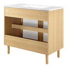 Modway Calla 36" Perforated Metal Bathroom Vanity - White/Oak-Particleboard Construction