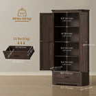 HOMCOM 69" H Tall Kitchen Storage Cabinet with Adjustable Shelves - Coffee Brown-Three hinges reinforce each cabinet door 