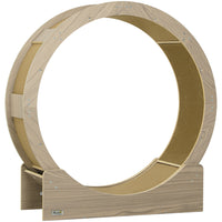 PawHut 36" Cat Wheel with Brake and Scratching Pads - Walnut-Supportive design ensures smoother rotation for active cats 