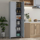 HOMCOM 67" H 4-Door Kitchen Pantry Cabinet with Adjustable Shelves - Grey-Adjustable shelves allow you to store more oversized items without worrying if they will fit 