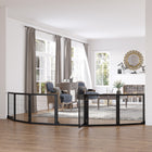 PawHut Wooden Freestanding Pet Gate with 6 Panels and 2 Support Feet - Black-Material: Pine wood, Steel 