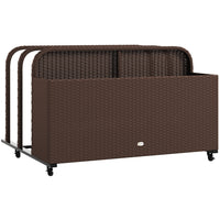 Outsunny Rolling Pool Storage for Floats - Brown-Divided into 3 sections: 2 compartments, and 1 long storage basket for essentials  