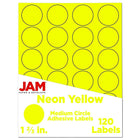 JAM Paper Round Circle Label Sticker Seals, 1 2/3" Diameter, Neon Yellow, 120 Pack-Circle Labels