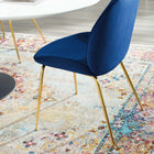 Modway Scoop Gold Stainless Steel Leg Performance Velvet Dining Chair - Navy-Vintage Glamour Style