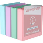 Davis Group Economy 2" 3-Ring View Binders - Assorted - 4 Pack-Durable 3-Ring View Binder