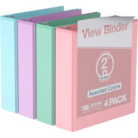Davis Group Economy 2" 3-Ring View Binders - Assorted - 4 Pack-Durable 3-Ring View Binder