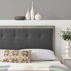Modway Draper Tufted Fabric and Wood King Headboard - Grey Charcoal-Button Tufted