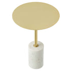 Modway Lyric Round Side Table - White Brass-Non-Marking Pad