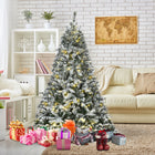 HOMCOM 6' Pre-Lit Snow-Flocked Artificial Christmas Tree with Warm White LED - Green-Automatically open branch tips for saving assembly time 