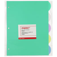 Staples Poly Tab Dividers - 5 Tabs - Pastels-Standard letter size poly dividers; 5 tabs