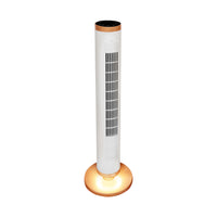 Seville Classics UltraSlimLine Oscillating Tower Fan with Light - White-9 Speed Settings 