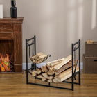 Outsunny 2-Tier Firewood Log Rack with 4 Tools-4 extra firewood tools to resolve all of your daily use, including shovel, broom, poker and tongs  