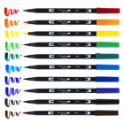 Tombow Dual Brush Pen, Primary, 10/Pack-Double ended water based blendable markers