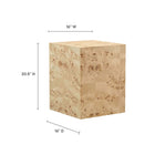Modway Cosmos 16" Square Burl Wood Side Table - Natural Burl-Leveling Non-Marking Feet
