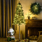HOMCOM 6' Pre-Lit Slim Pencil Artificial Snow Christmas Tree - Green-Energy-efficient and cool-to-the-touch lights 