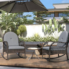 Outsunny 2-Piece Wicker Outdoor Rocking Chair Set-Jacquard rattan weaving adds timeless elegance to decor 
