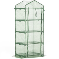 Outsunny 28" x 20" x 63" Portable Greenhouse with 4 Tier Shelves - Dark Green- High-quality steel tube and PE mesh  with solid, strong, and durable construction
 
