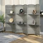 HOMCOM 6 Panel Freestanding Room Divider with Shelves for Bedroom - Grey-Non-slip foot pads increase stability, preventing it from tipping over easily 
