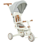 Qaba 7 in 1 Toddler Tricycle with Adjustable & Removable Parent Handle - Cream White-7-in-1 design adapts as your child grows, saving money and space 
