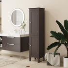 Kleankin Tall Bathroom Storage Cabinet with Adjustable Shelves - Dark Brown-Elevated legs can prevent your items from moisture
