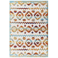 Modway Reflect Takara Abstract Diamond Moroccan Trellis Indoor/Outdoor Area Rug - 8 ft W x 10 ft L - Multicolored-Distressed Diamond Moroccan Trellis Area Rug