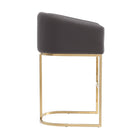 Manhattan Comfort Louvre 20" Mid-Century Modern Faux Leather Upholstered Counter Stool - Grey and Titanium Gold - 2 Pack-Seat Height: 26"