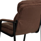 Flash Furniture Brown Microfiber Executive Side Reception Chair with Lumbar Support & Sled Base-Built-In Lumbar Support