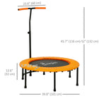 Soozier 39" Mini Exercise Trampoline Indoor Fitness Rebounder - Orange-Elastic bands instead of springs with exterior cover prevent accidental pinching and injuries   