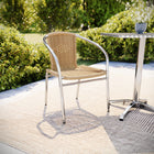 Flash Furniture Commercial Aluminum & Beige Rattan Indoor-Outdoor Restaurant Stack Chair-Stacks up to 20 Chairs High