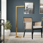 Hudson&Canal Malin 52" Tall Integrated LED Floor Lamp with Metal Shade - Brass-Includes an integrated 12W 2700K LED bulb